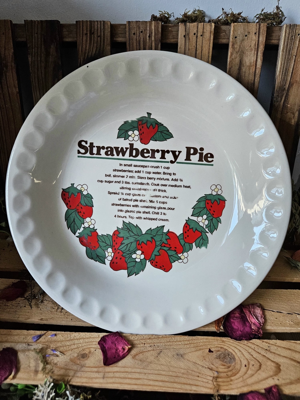 Vintage Strawberry Pie Recipe Dish